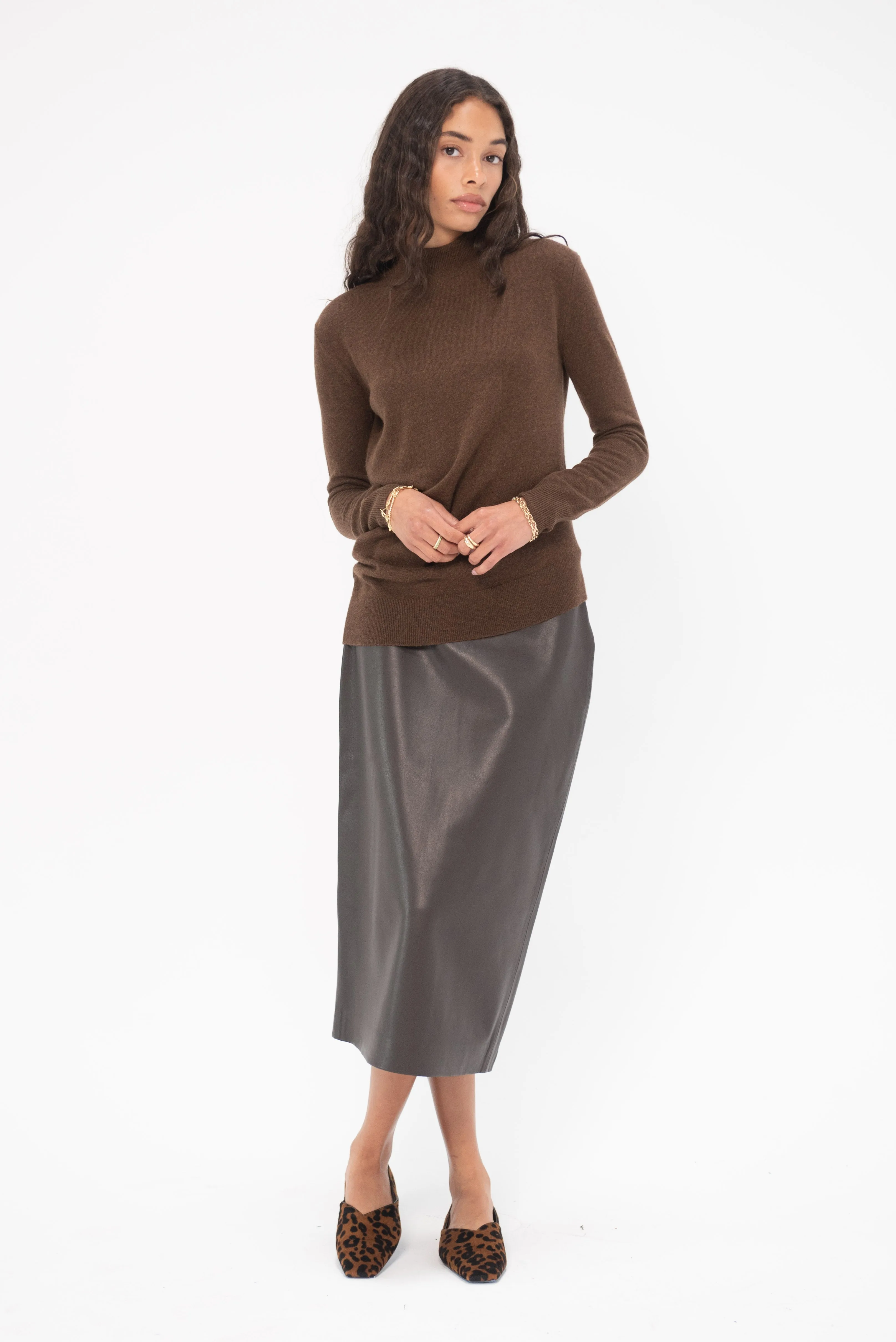 Midi Pencil Skirt, Chocolate