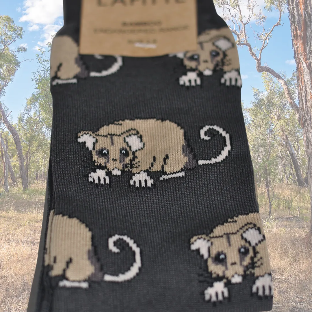 Mountain Pygmy Possum Bamboo Crew Socks in Slate Grey - Aussie Made