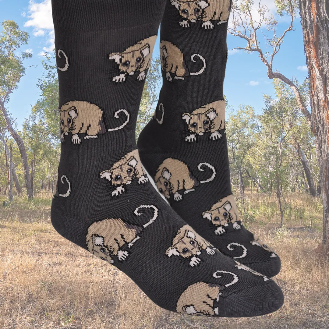 Mountain Pygmy Possum Bamboo Crew Socks in Slate Grey - Aussie Made