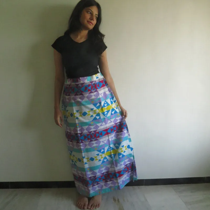 Multicolored Aztec Wrap Around Skirt