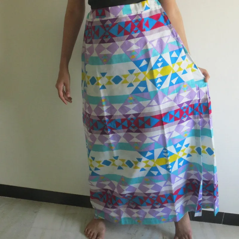 Multicolored Aztec Wrap Around Skirt