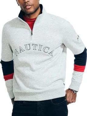 Nautica Men's Sustainably Crafted Quarter-Zip Colorblock Sweatshirt