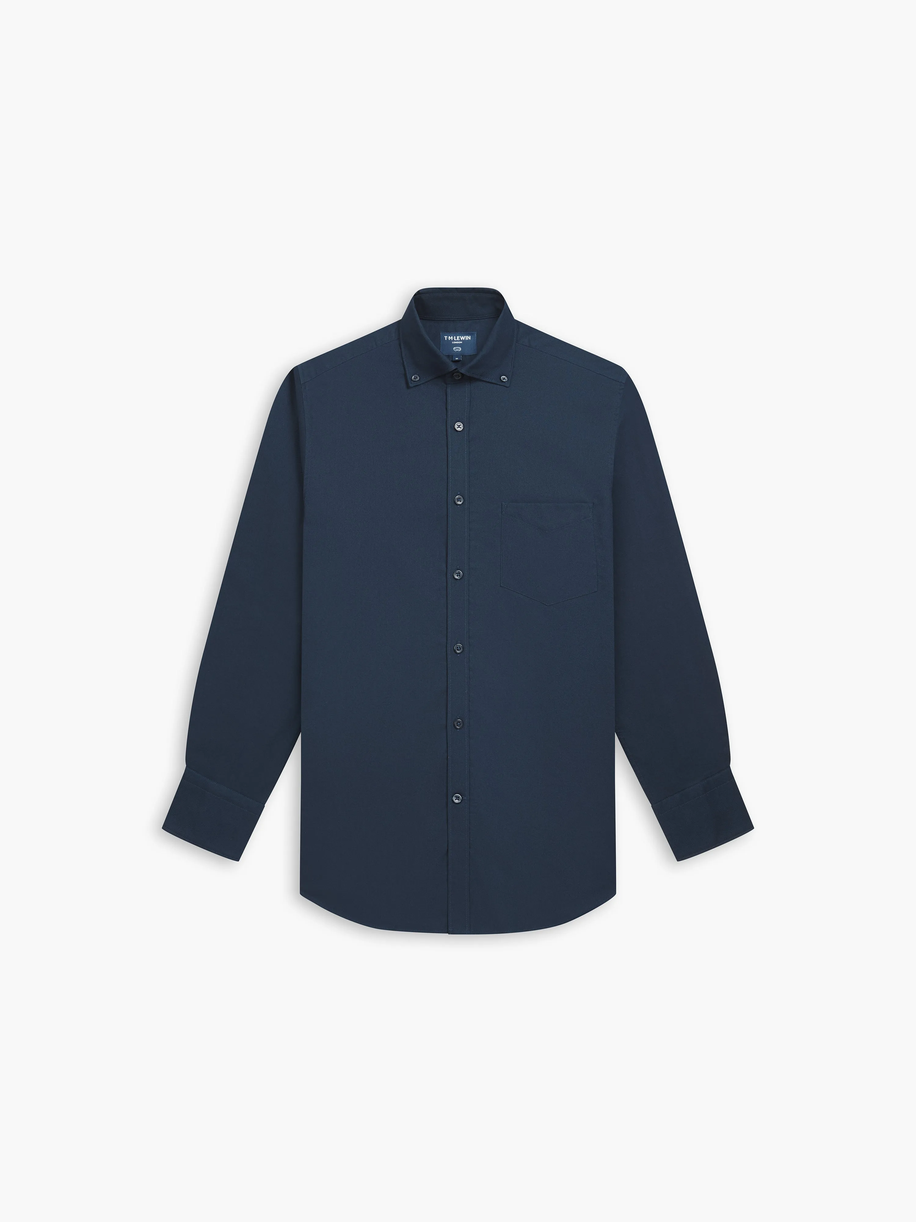 Navy Blue Oxford Slim Fit Button Down Collar Casual Shirt