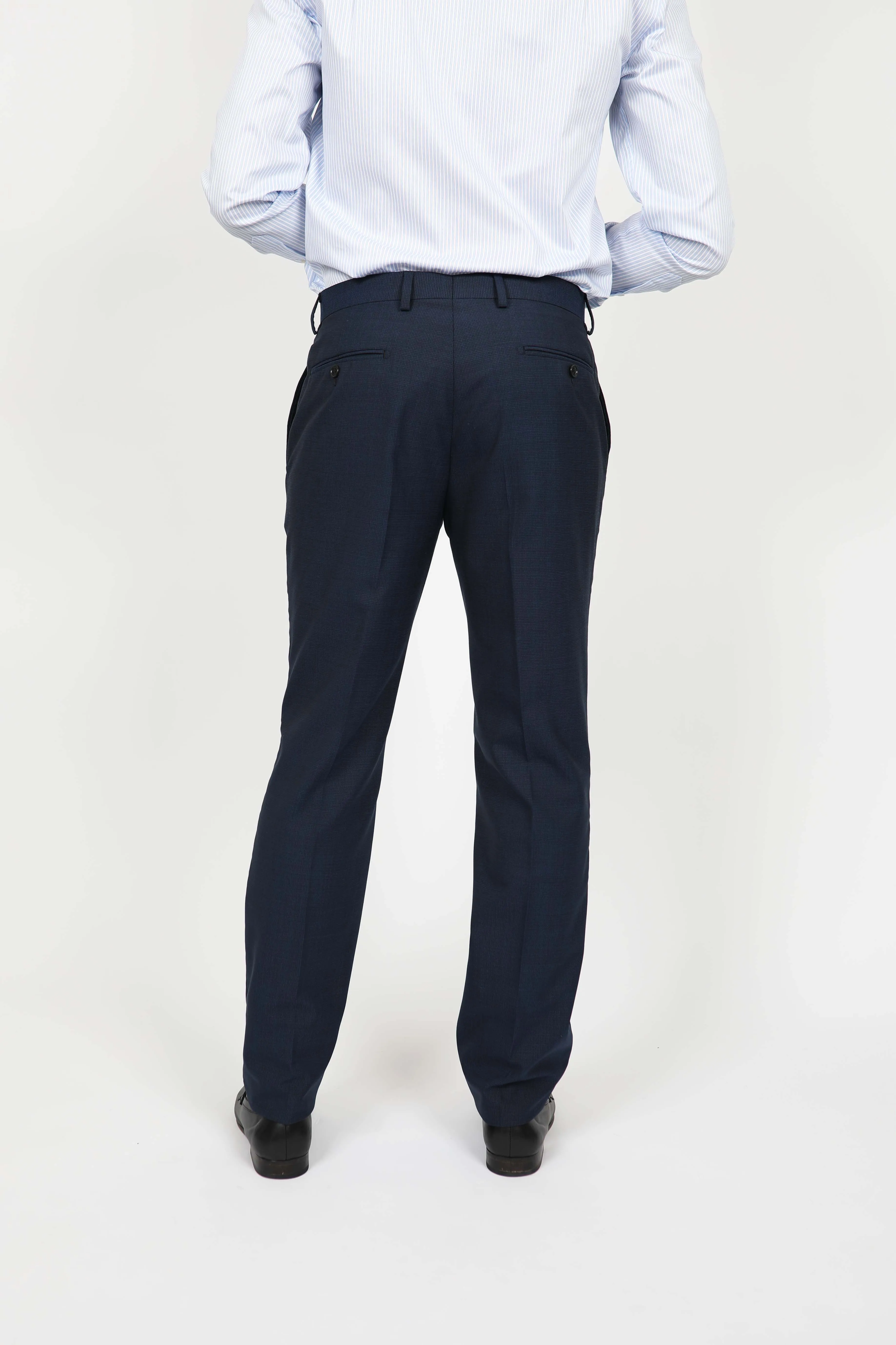 Navy Brinsley Mini Check Trouser