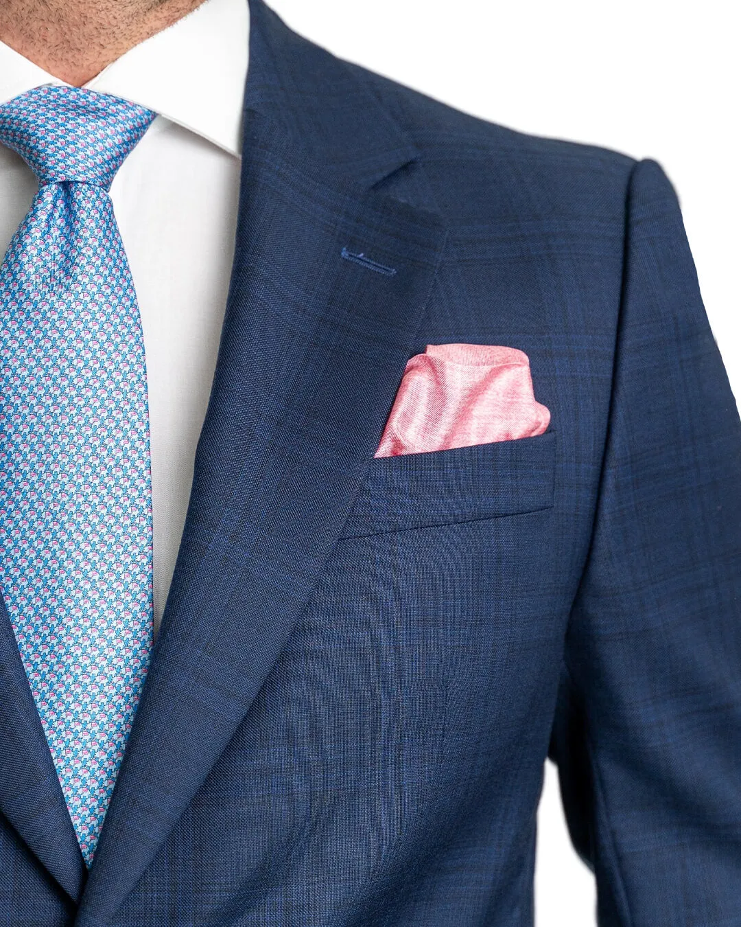 Navy Natural Stretch Tonal Checked Suit