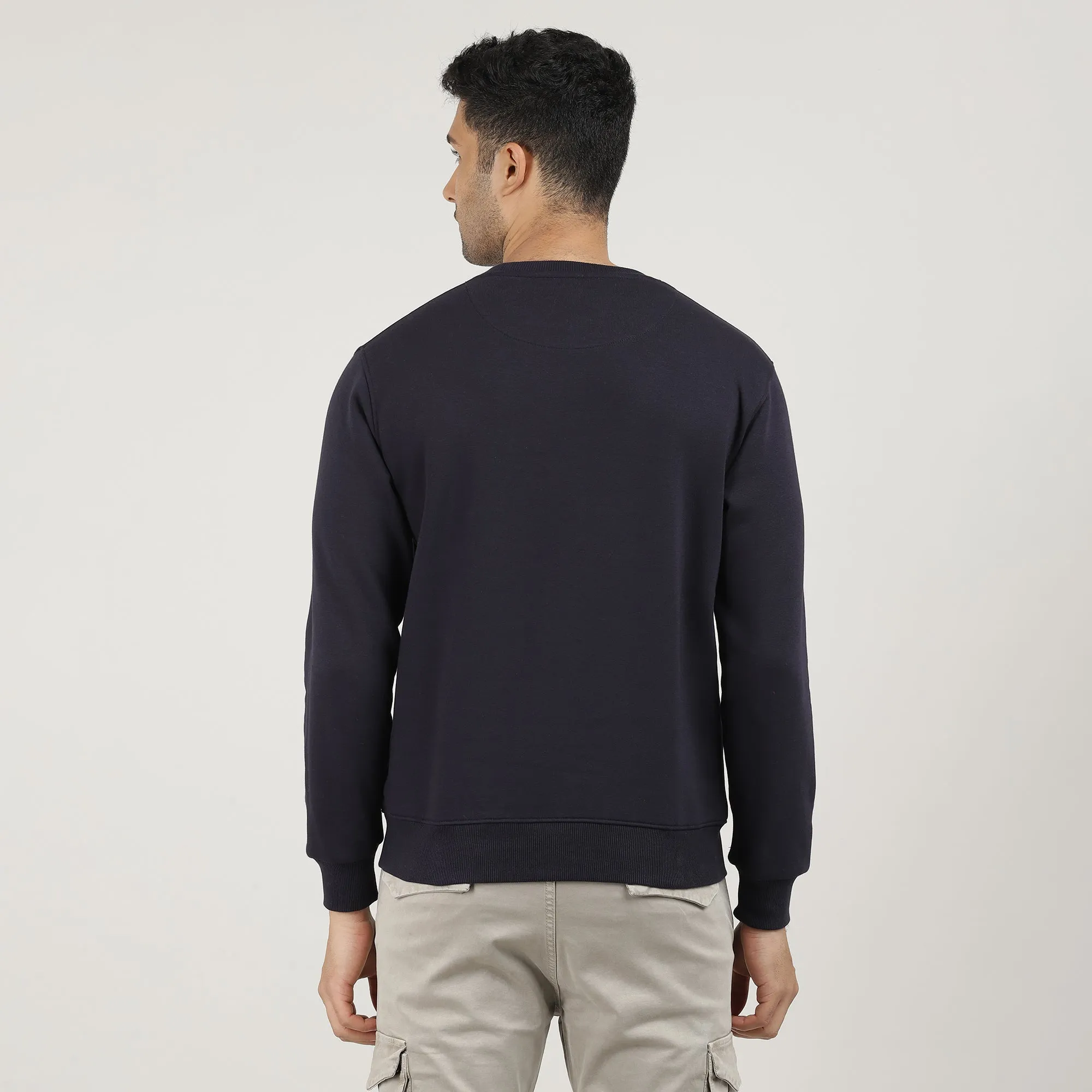 Navy Varsity Round Neck Sweatshirt