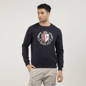 Navy Varsity Round Neck Sweatshirt