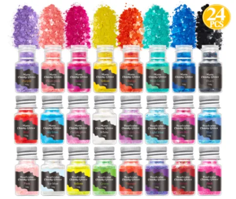 NEON Chunky Glitter 24 Piece Set - MOQ 12 pcs