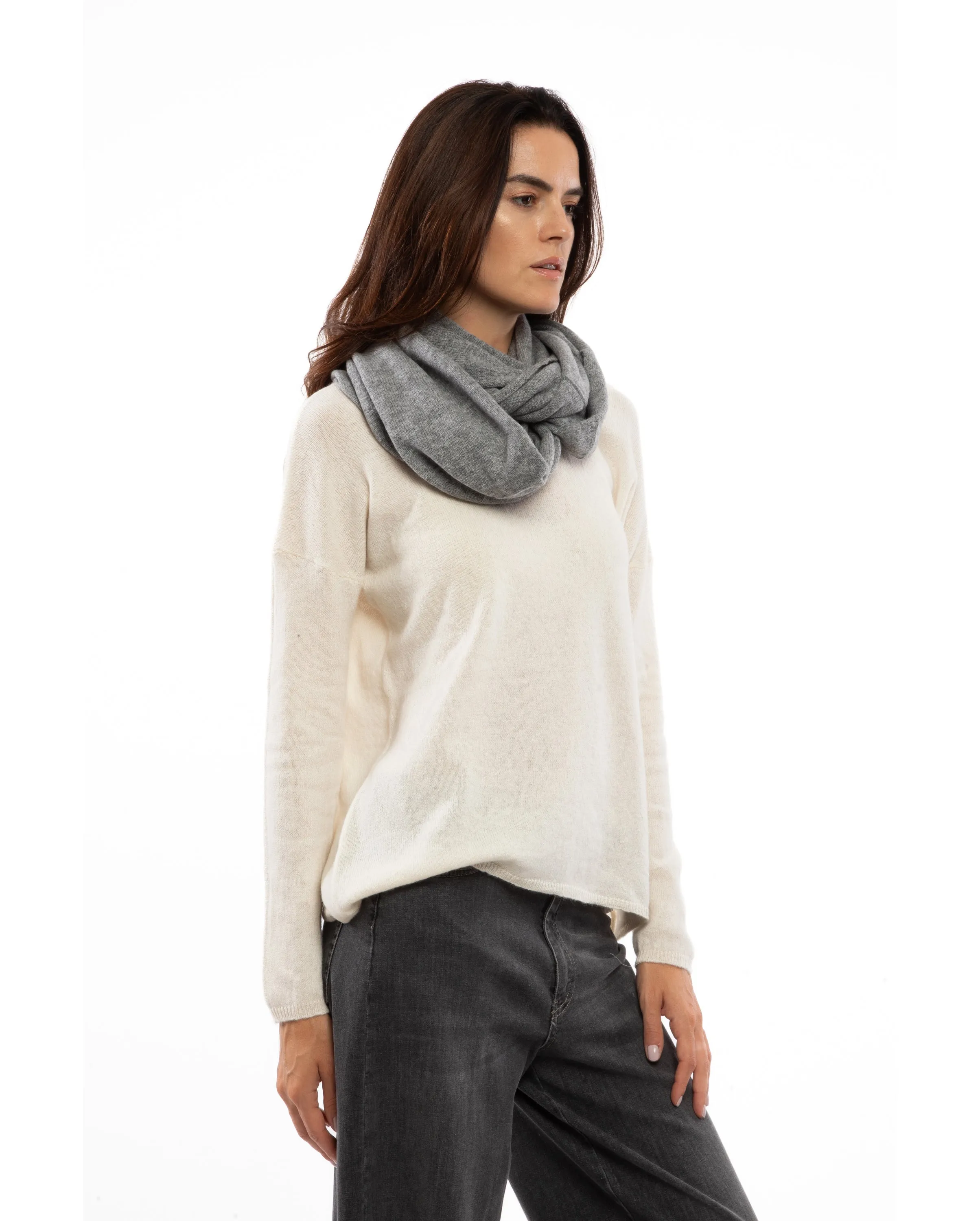 NEW FALL 24 - Women's Maxi Cashmere Neck Scarf Milk White