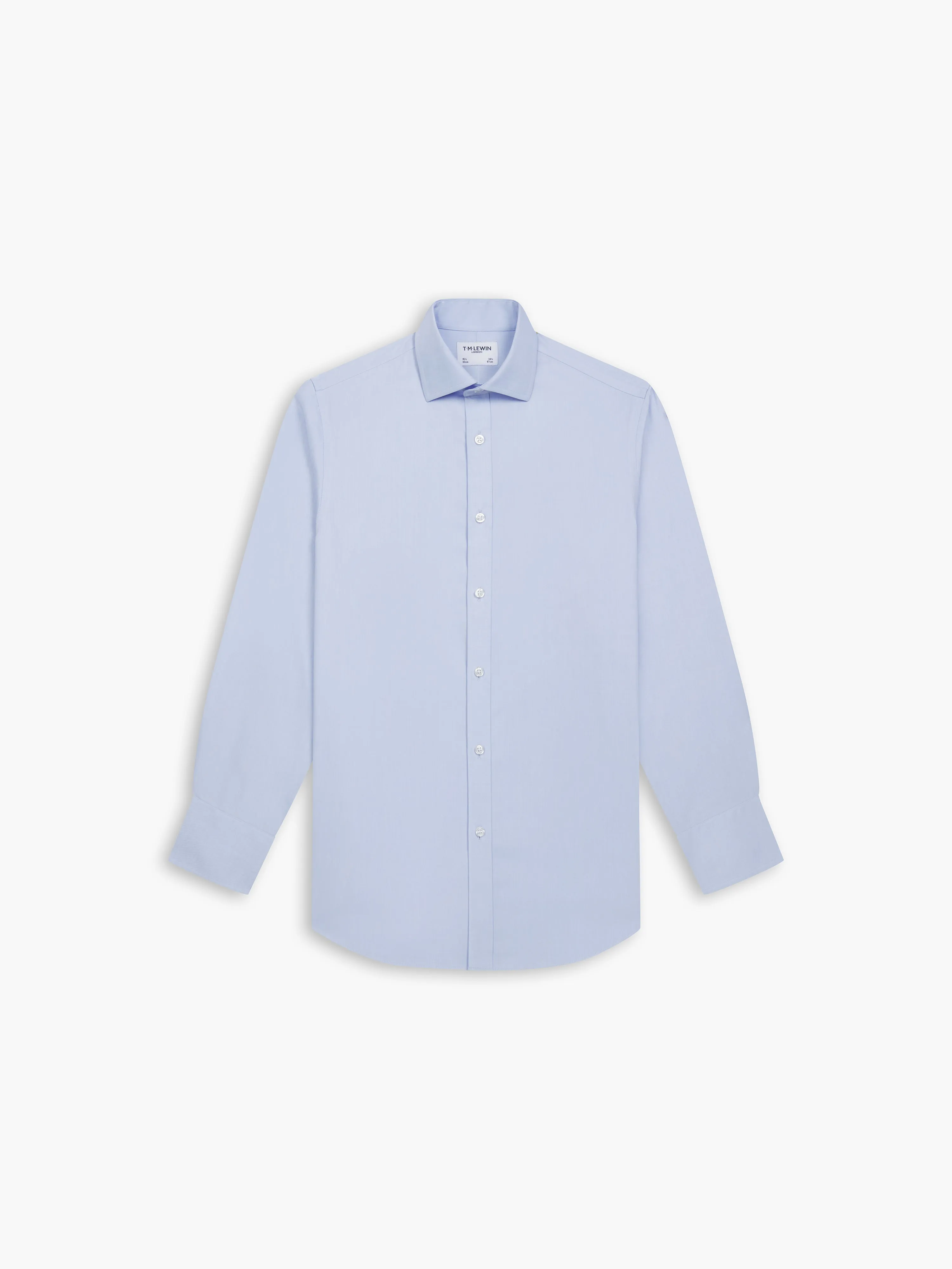 Non-Iron Pale Blue Twill Slim Fit Single Cuff Classic Collar Shirt