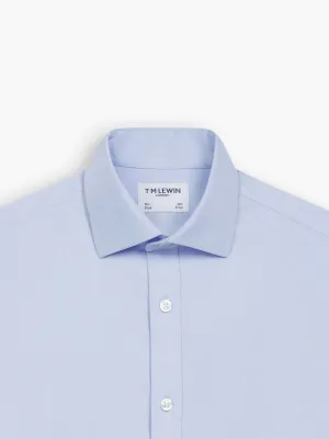 Non-Iron Pale Blue Twill Slim Fit Single Cuff Classic Collar Shirt