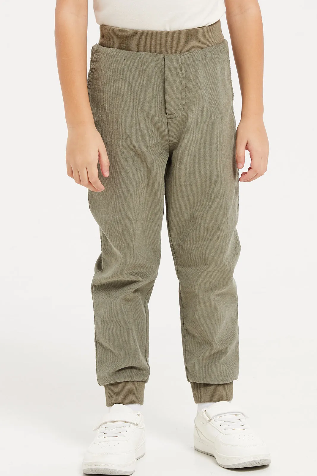 Olive Corduroy Lined Pullon Trouser