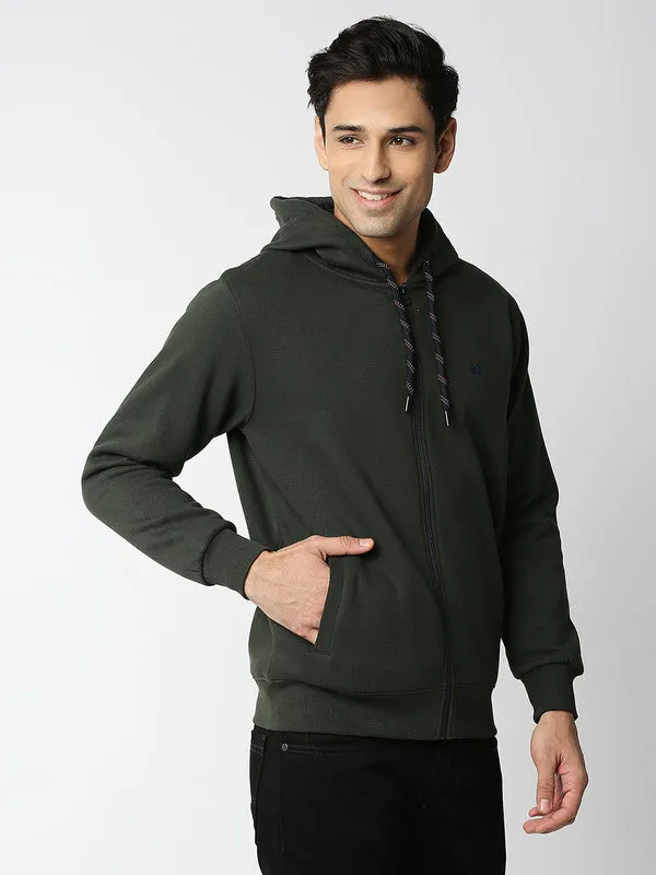 Olive Fleece Full-Zip Hoodie