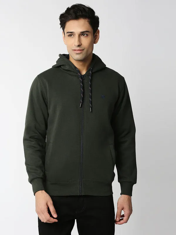 Olive Fleece Full-Zip Hoodie