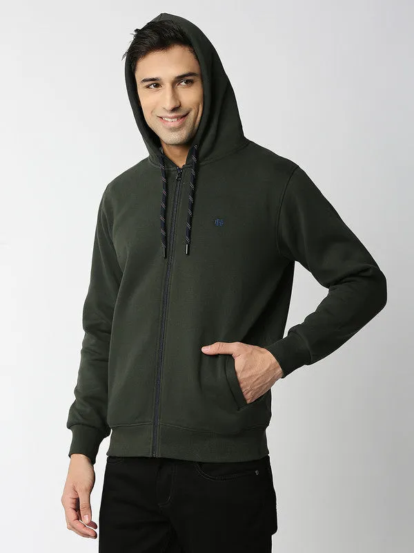 Olive Fleece Full-Zip Hoodie