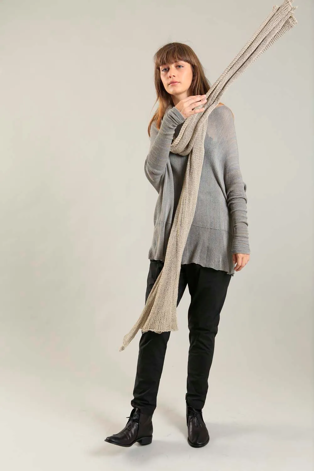 Open knit handmade Prevo scarf - Light Taupe