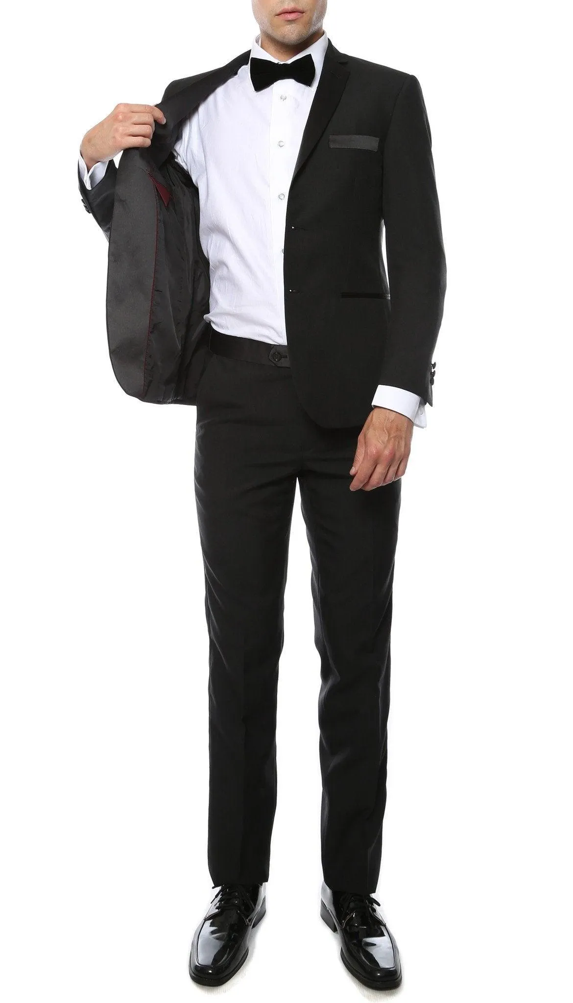 Paul Lorenzo Mens Black Slim Fit 2 Piece Tuxedo