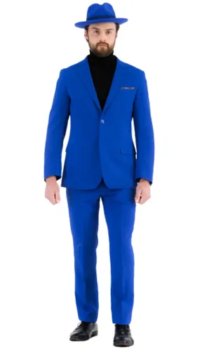 Paul Lorenzo Mens Royal Blue Slim Fit 2 Piece Suit