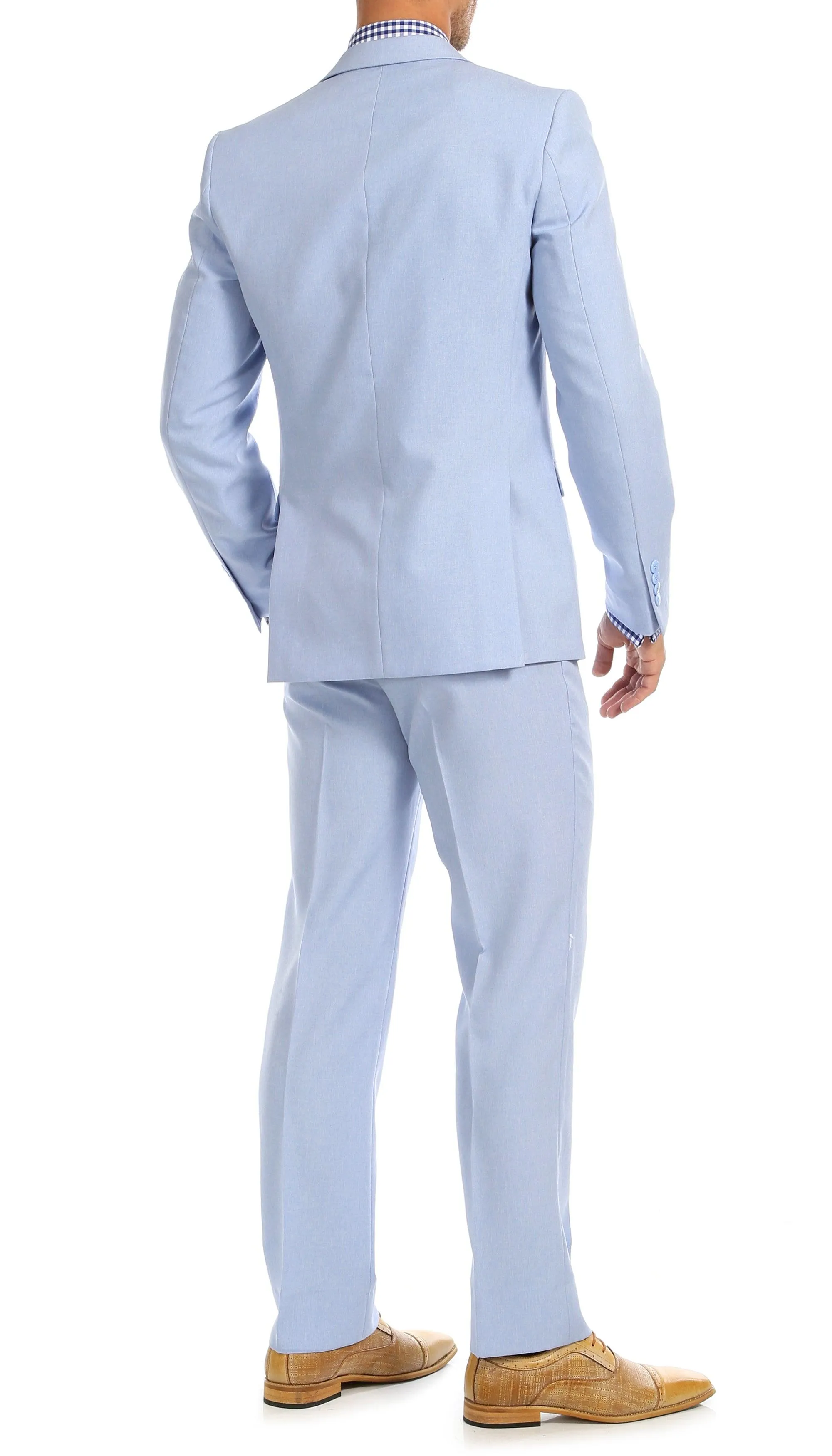 Paul Lorenzo Men's Sky Blue 2 Button Notch Lapel Slim Fit 2 Piece Suit