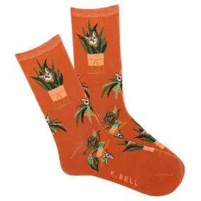 Peeking Cat (Rust)  Women's Crew Socks