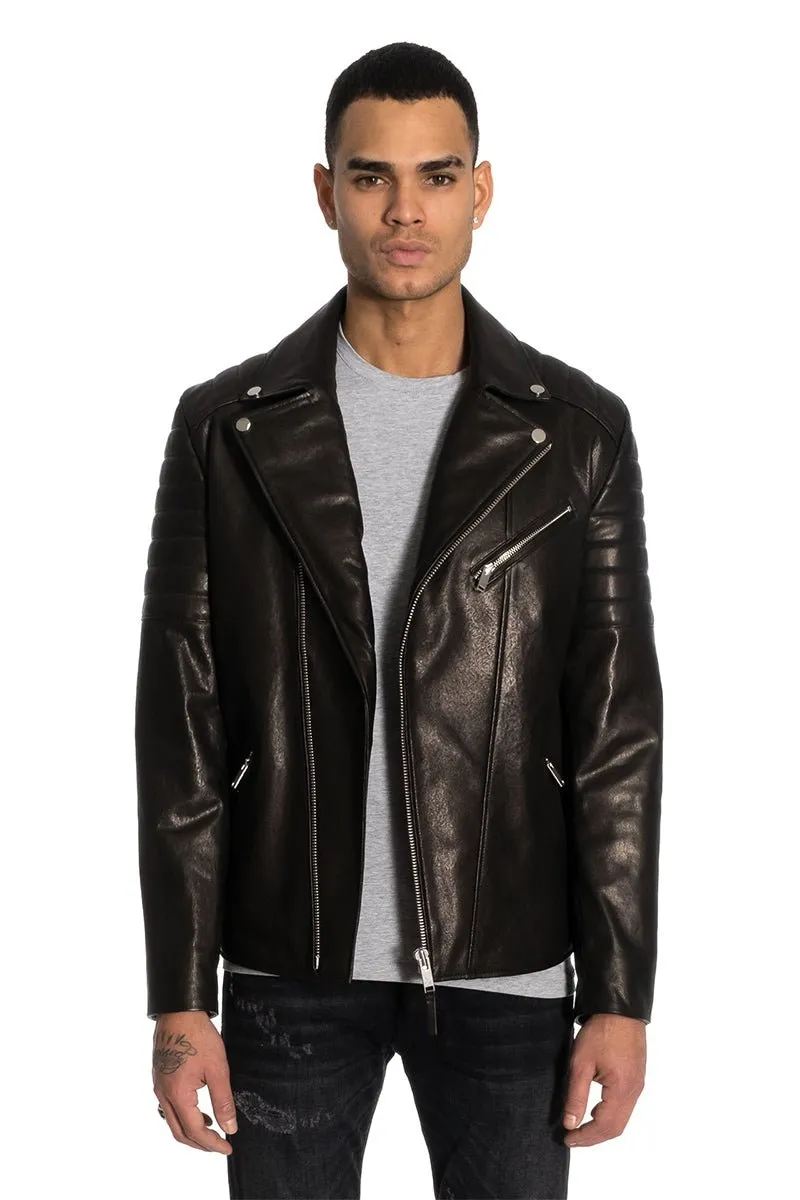 Pierre Men's Leather Biker Jacket - Black