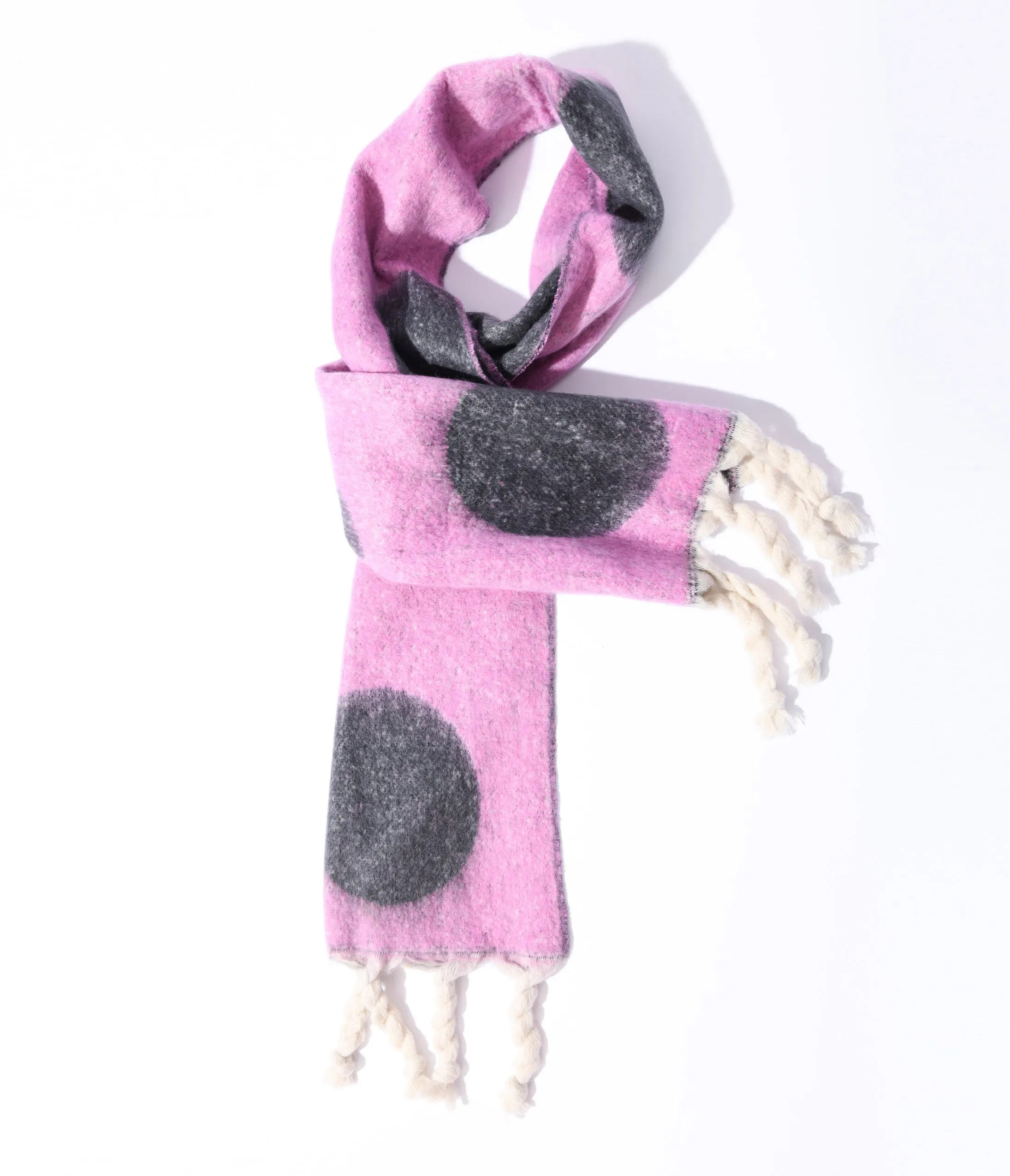 Pink & Grey Large Polka Dot Scarf