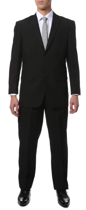 PL1969 Mens Black Regular Fit 2pc Suit Big & Tall Sizes