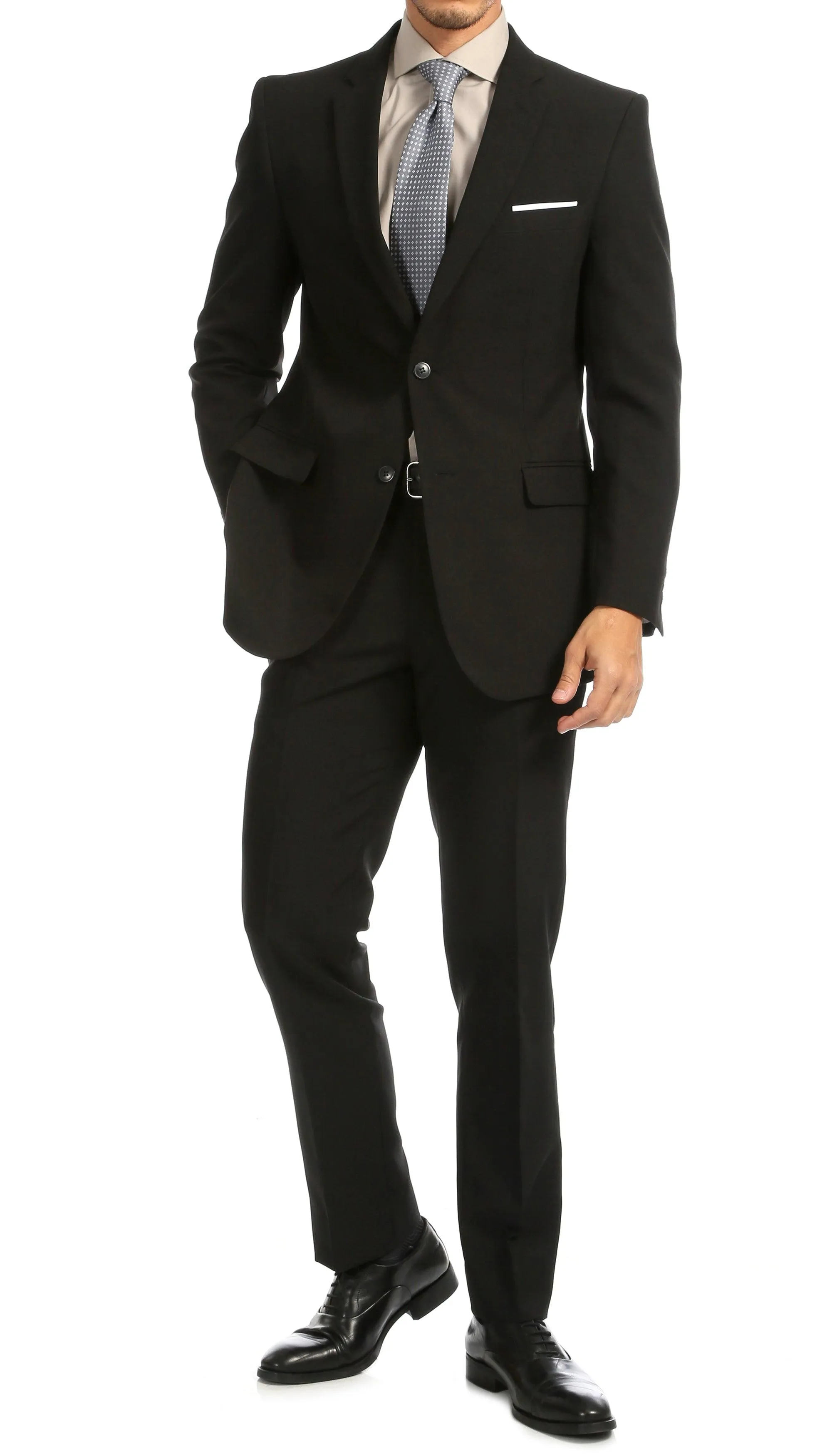 PL1969 Mens Black Slim Fit 2pc Suit