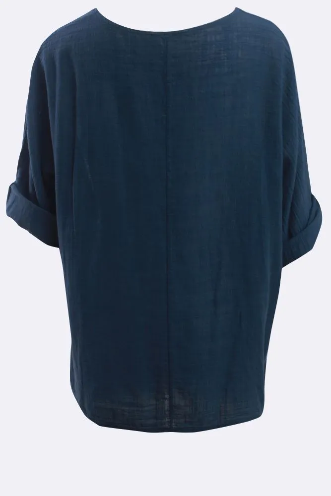 Plain Necklace Tunic Top