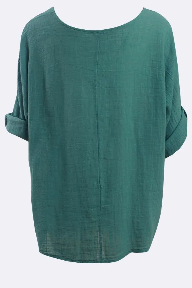 Plain Necklace Tunic Top