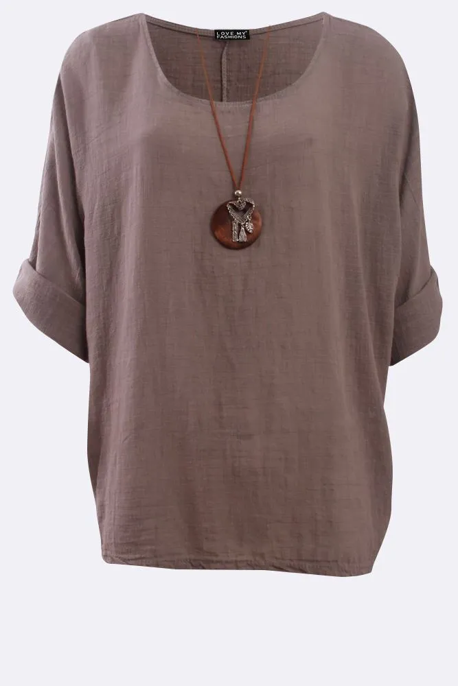 Plain Necklace Tunic Top