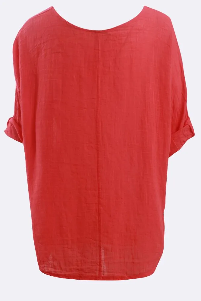 Plain Necklace Tunic Top