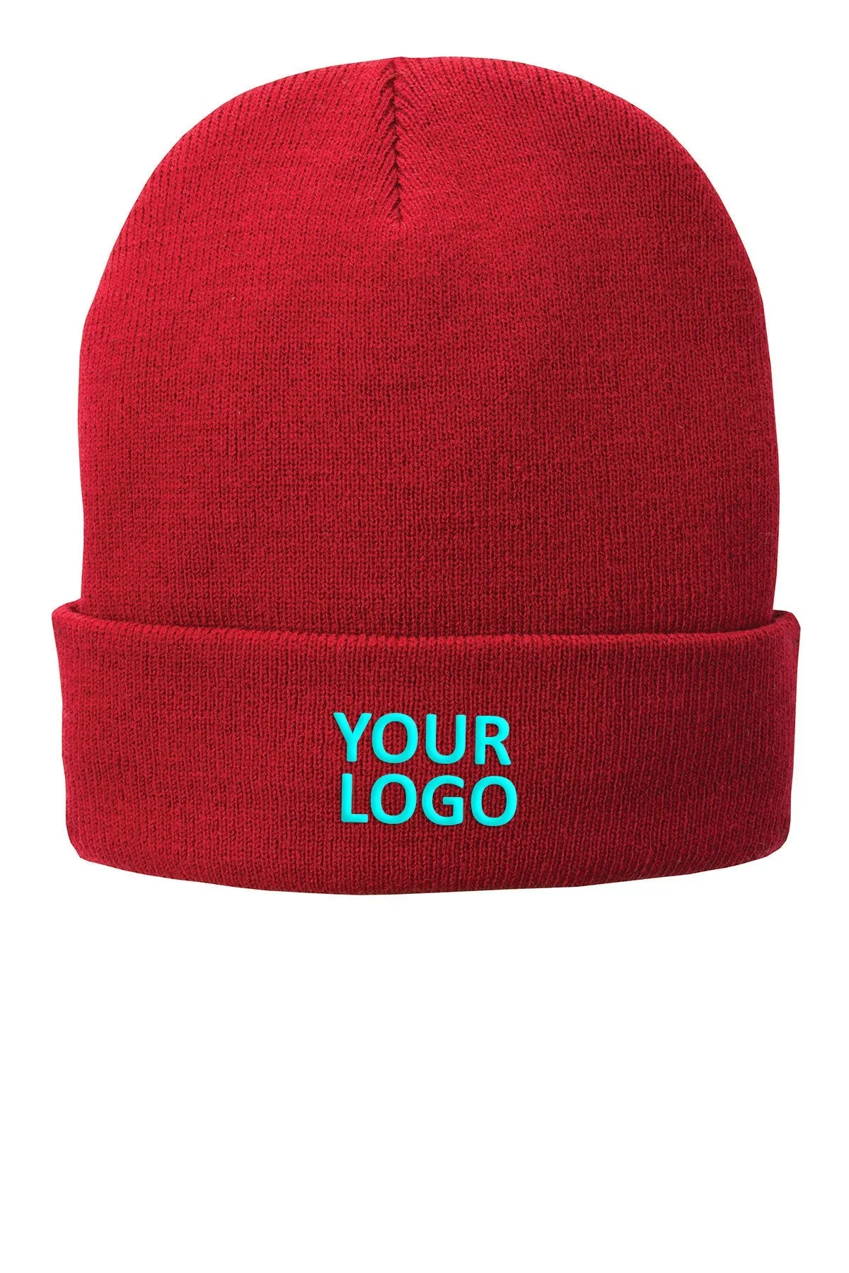 Port & Company Fleece Lined Custom Knit Caps, Red