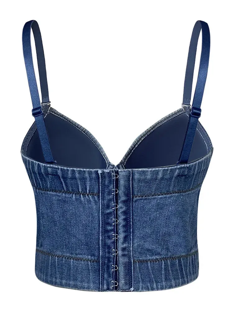 Pre Order:  Tassel Sling Chain Denim Tank Top