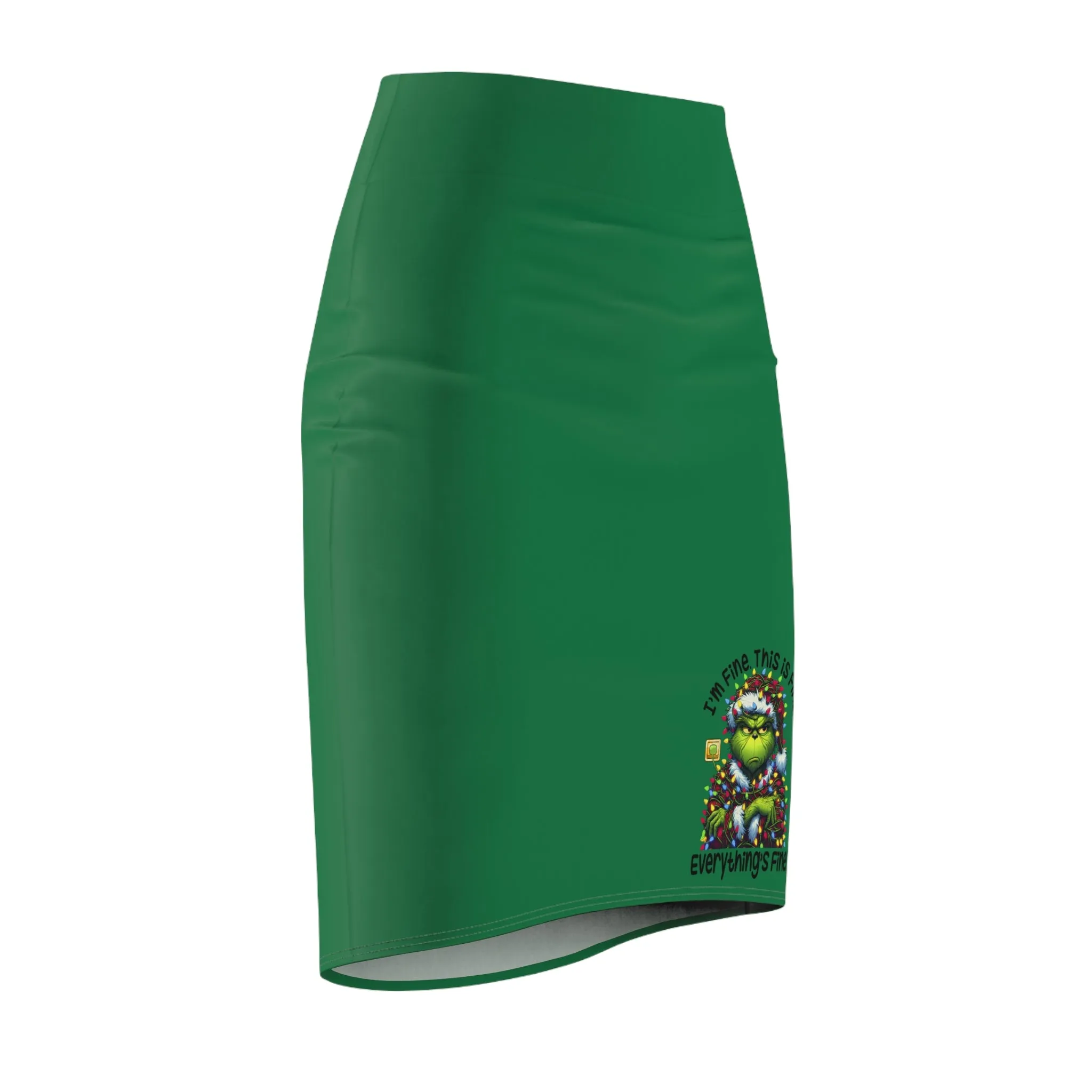 Princess Grace "Everything's Fine" Women's Pencil Skirt - Fun and Stylish Green Skirt for Casual & Festive Occasions