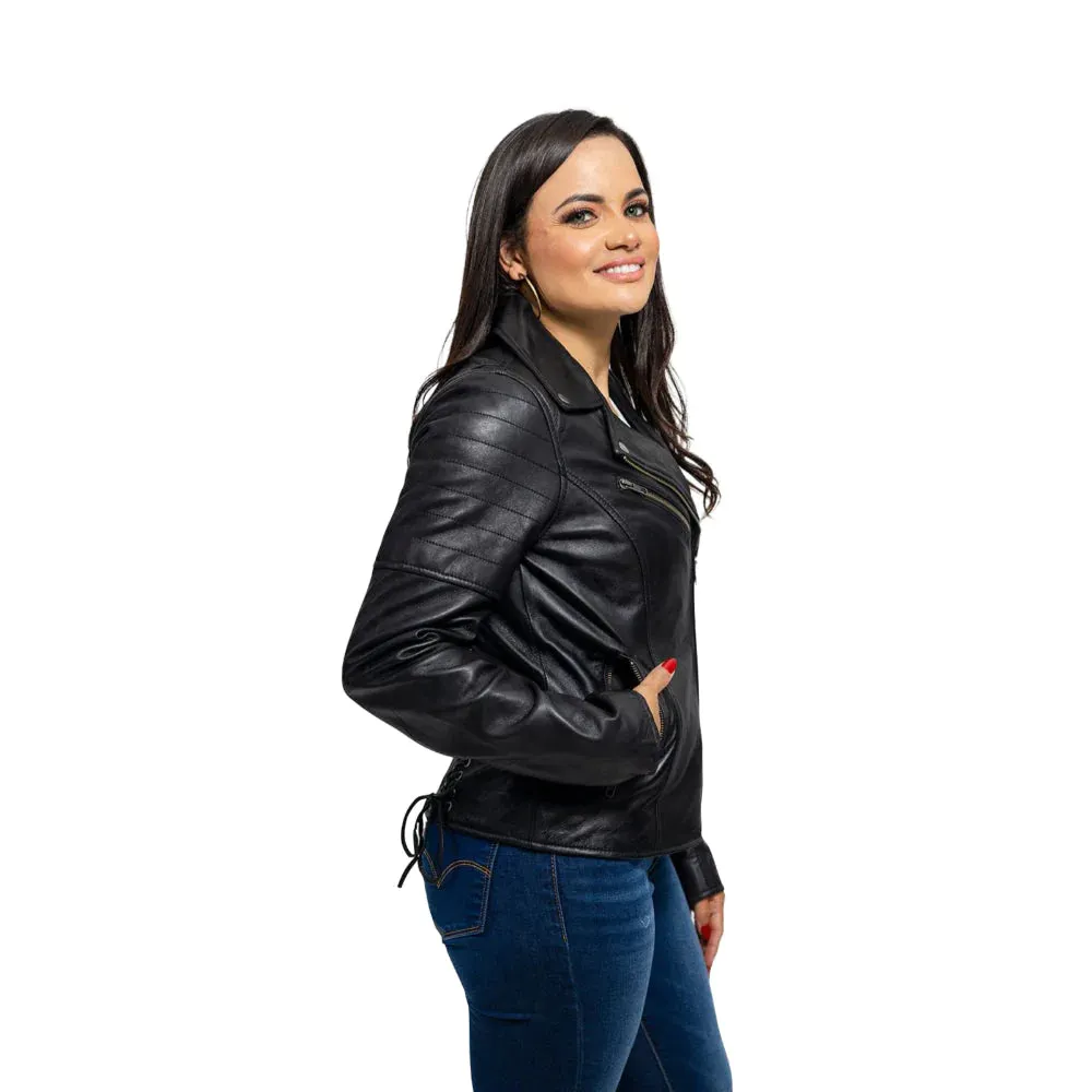 Princess Womens Moto Leather Jacket Black