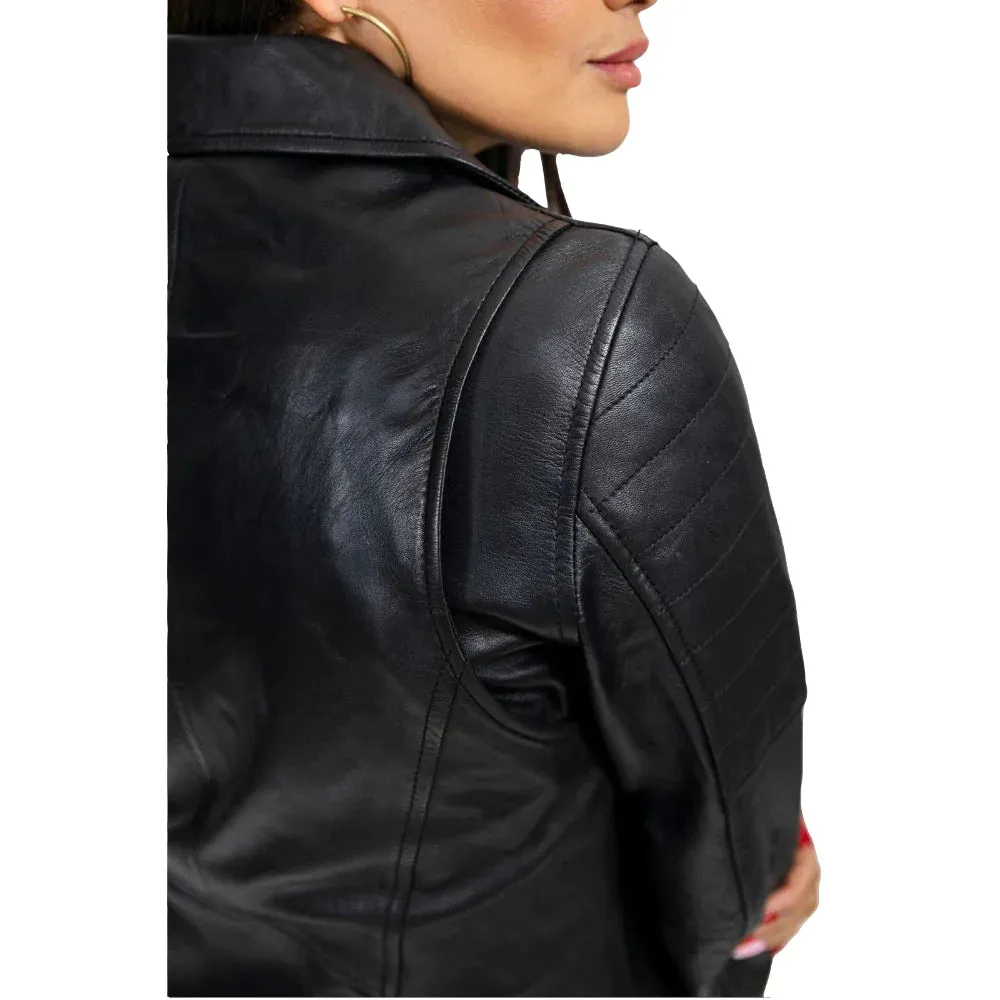 Princess Womens Moto Leather Jacket Black