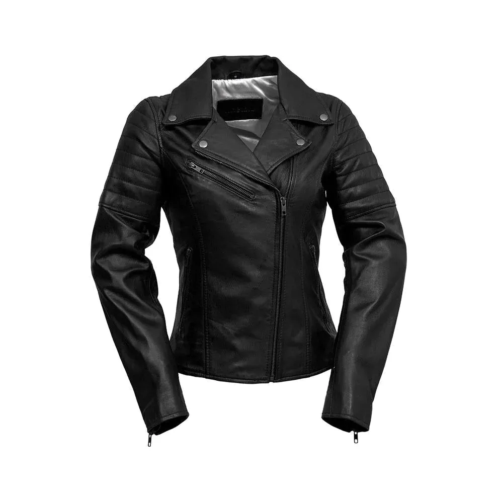 Princess Womens Moto Leather Jacket Black