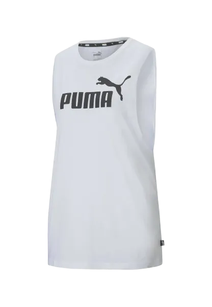 PUMA ESSENTIALS LOGO CUT OFF TANK - WOMEN - WHITE