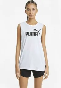 PUMA ESSENTIALS LOGO CUT OFF TANK - WOMEN - WHITE