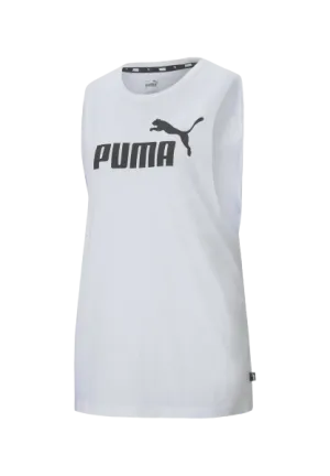 PUMA ESSENTIALS LOGO CUT OFF TANK - WOMEN - WHITE