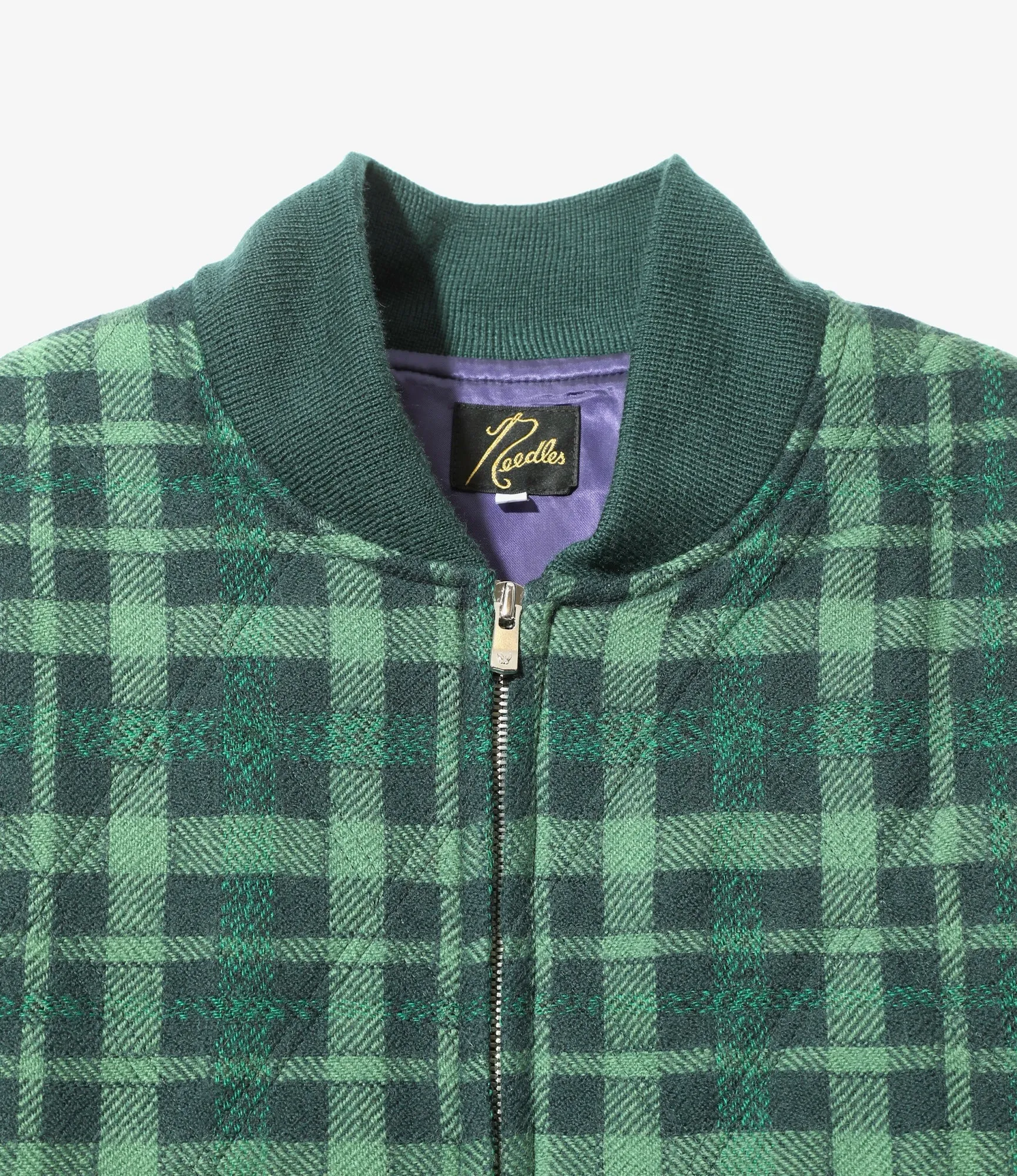 Quilted Sur Coat – Green Plaid Wool Twill