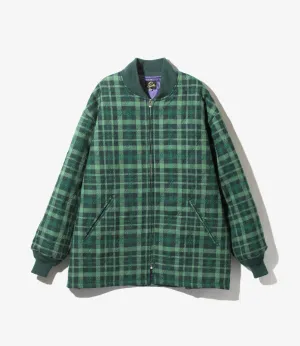 Quilted Sur Coat – Green Plaid Wool Twill