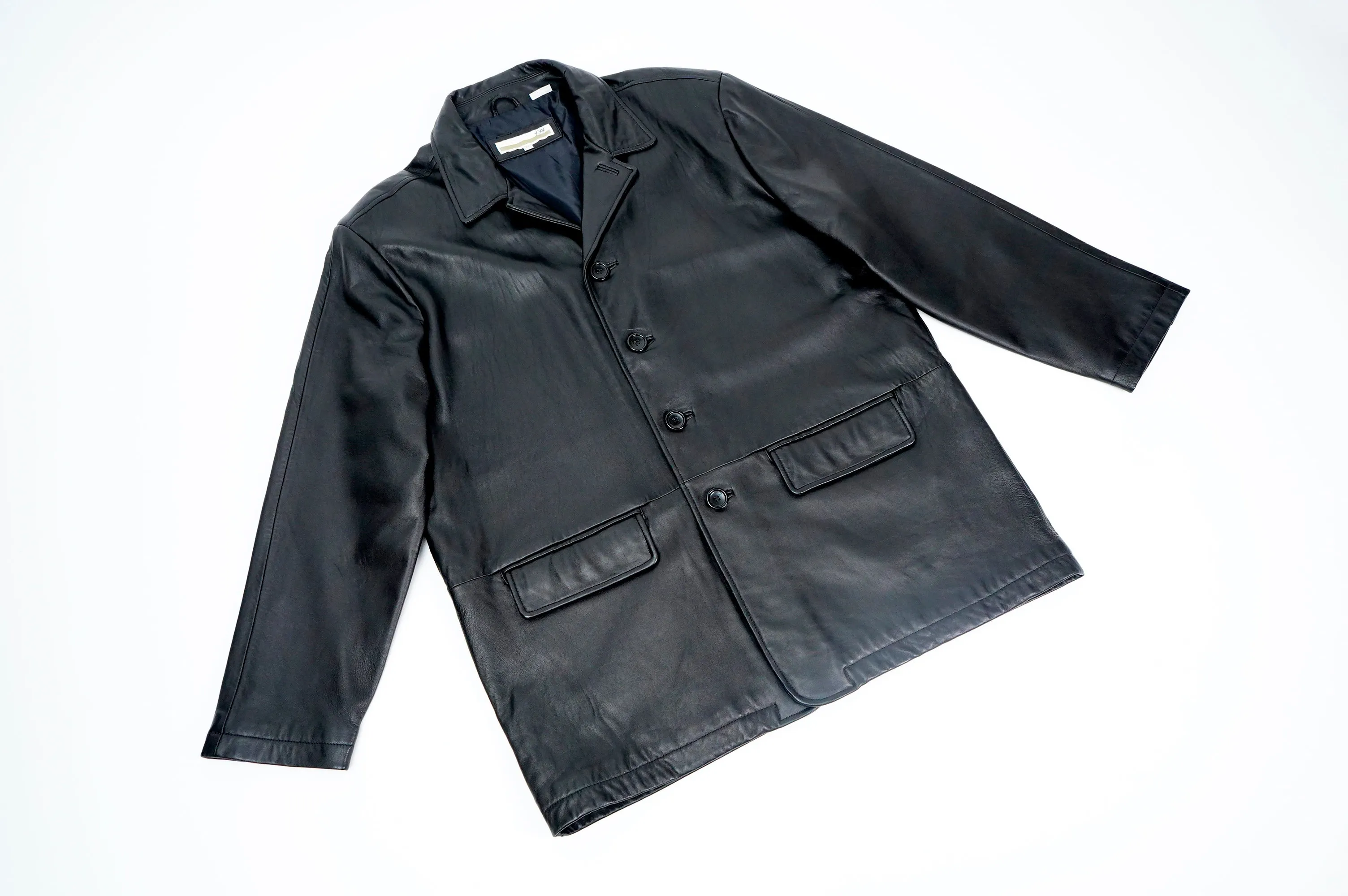 "PERRY ELLIS" -Leather Car Coat-