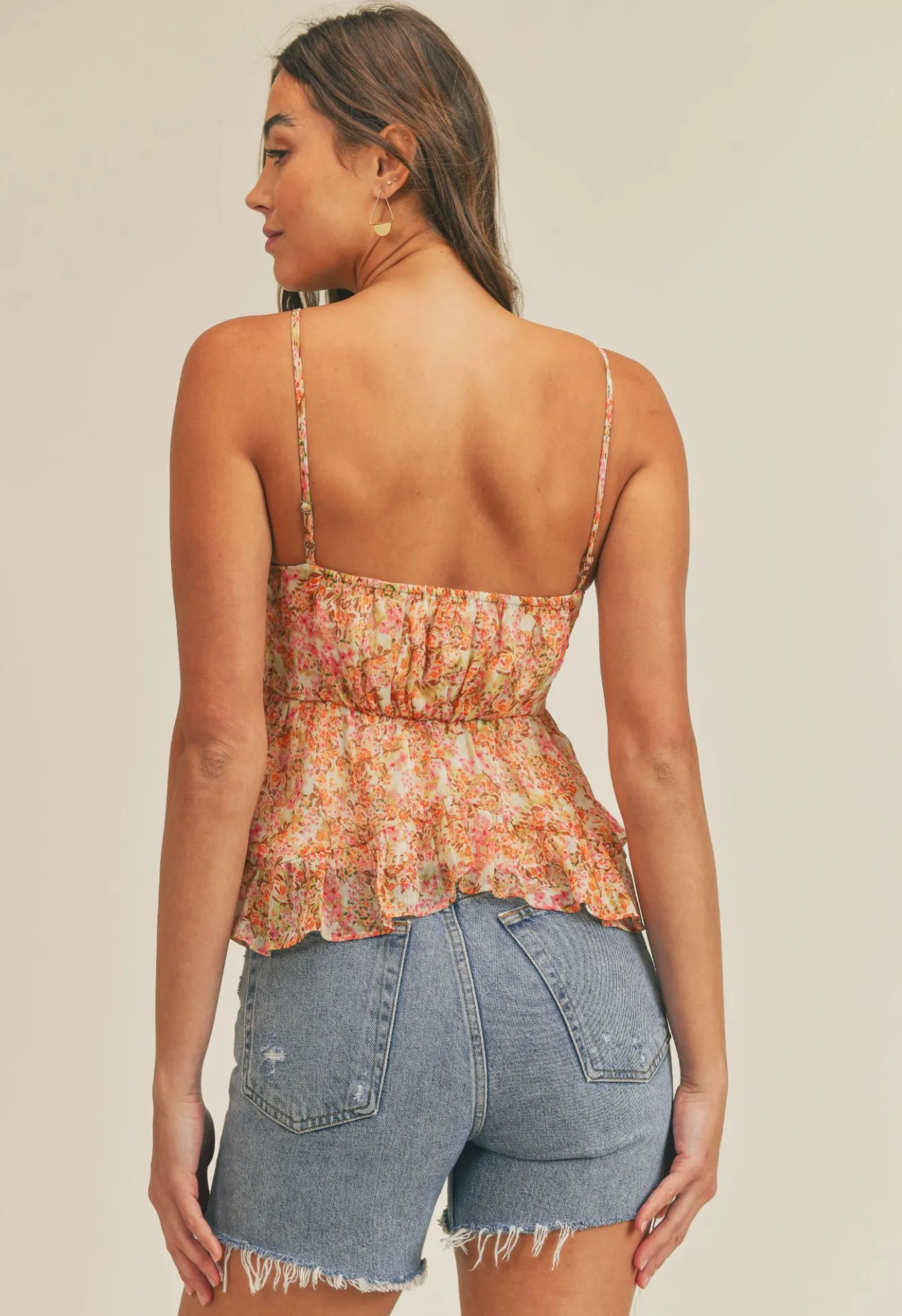 Sadie & Sage Maya Jungle V Neck Peplum Cami