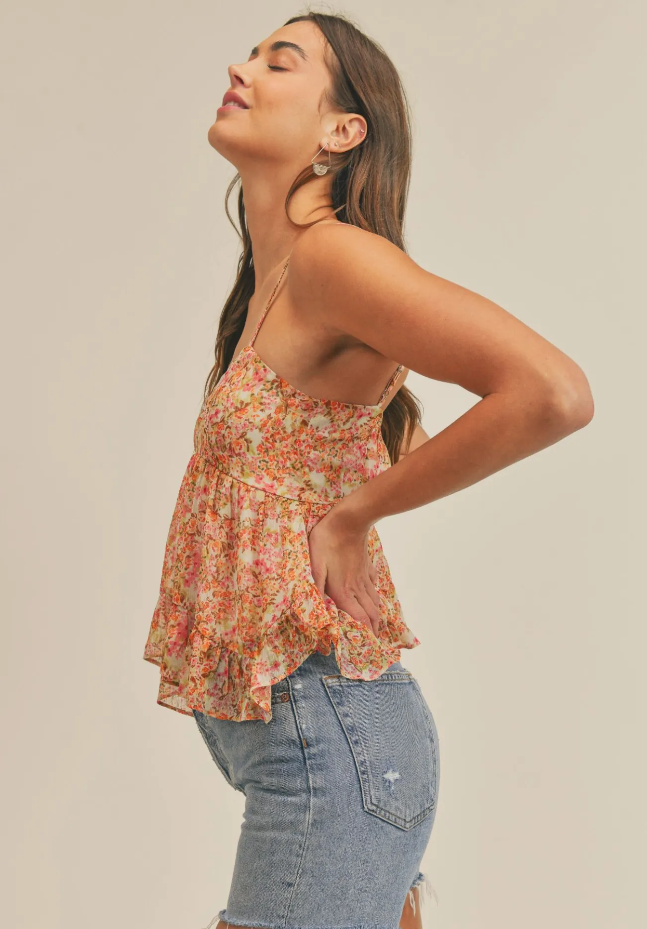 Sadie & Sage Maya Jungle V Neck Peplum Cami