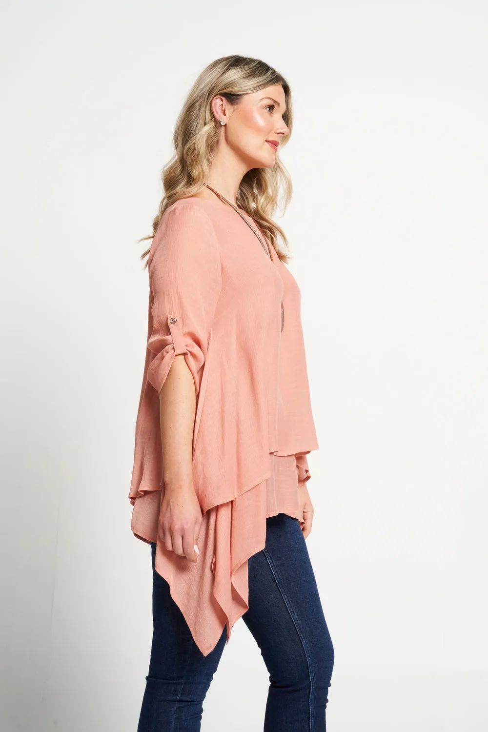 Saloos A-Line Layered Tunic Top with Necklace