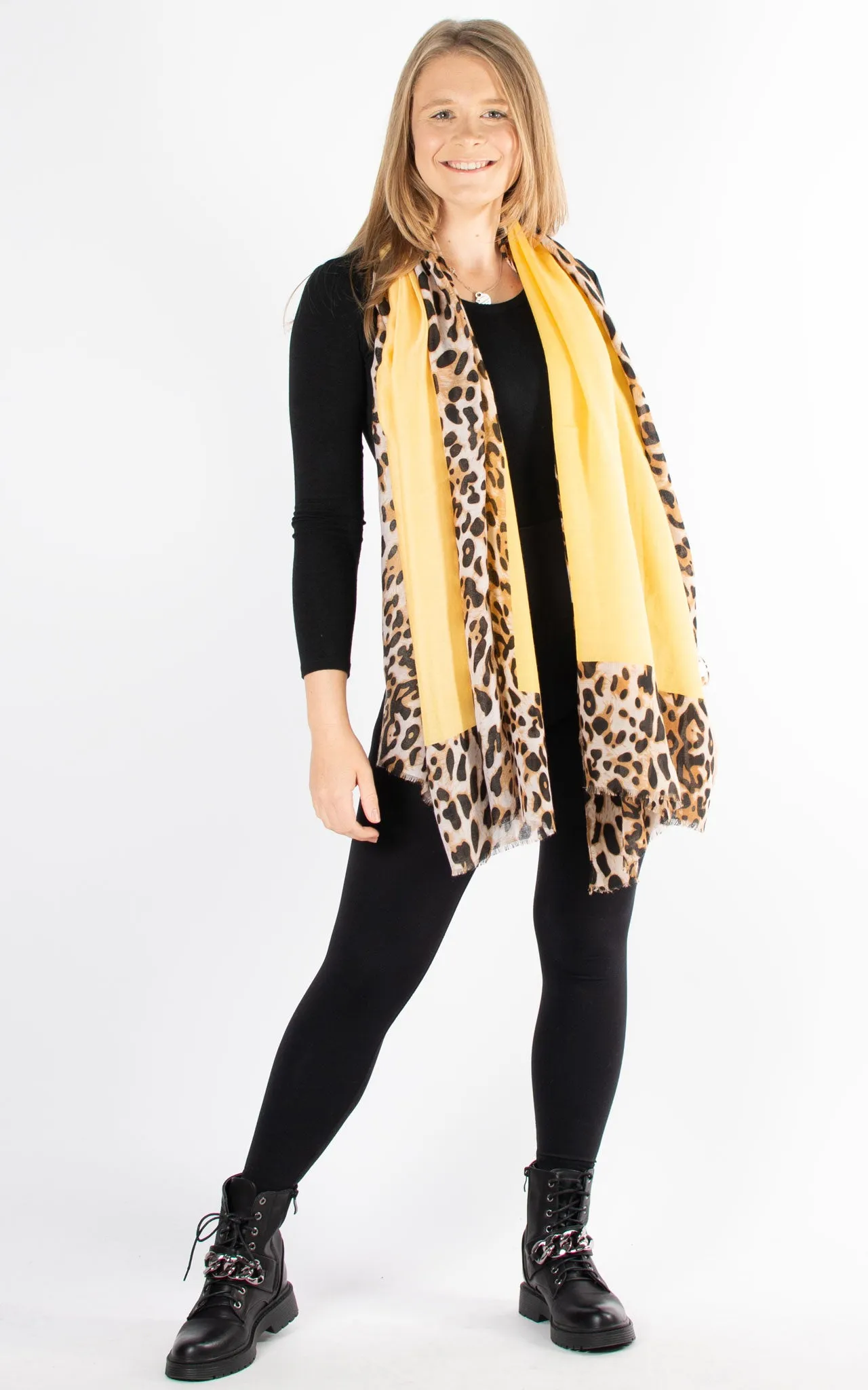 Scarf | Leopard Border | Yellow