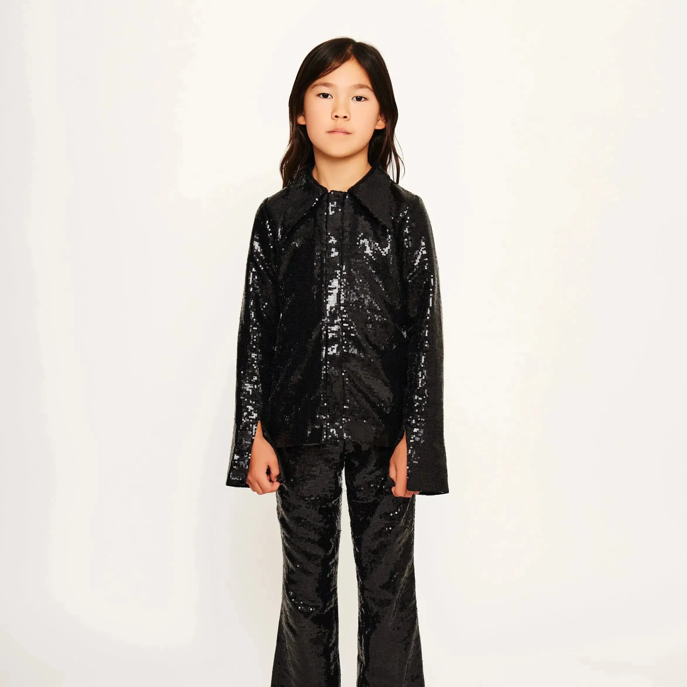 Sequin Pants with Split Detail