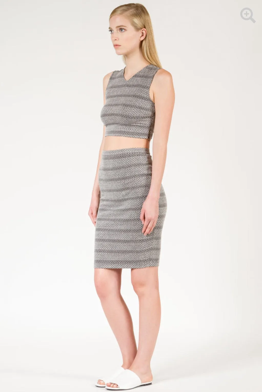 SHADES OF GREY : MOSAIC KNIT PENCIL SKIRT